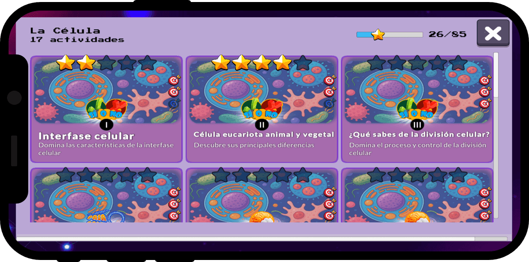 Vista de una actividad de NeoDogma para alumnado.