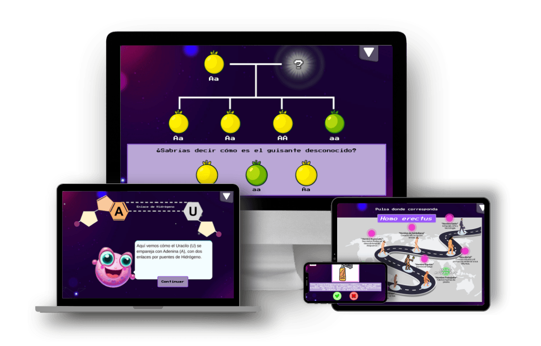 Vista de NeoDogma en una situación de juego con preguntas y seguimiento visual.